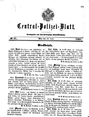 Zentralpolizeiblatt Montag 15. Juni 1863