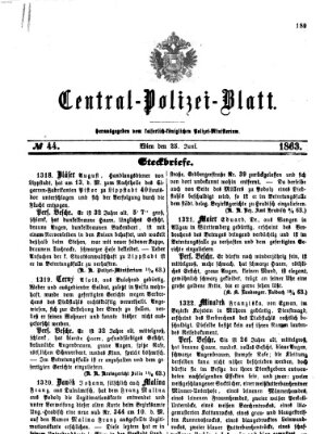 Zentralpolizeiblatt Donnerstag 25. Juni 1863