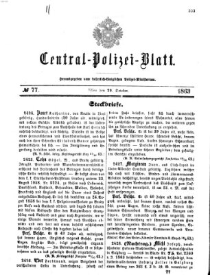 Zentralpolizeiblatt Donnerstag 29. Oktober 1863