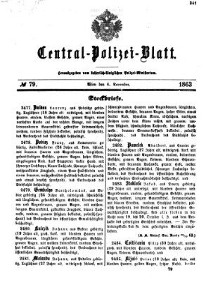 Zentralpolizeiblatt Mittwoch 4. November 1863