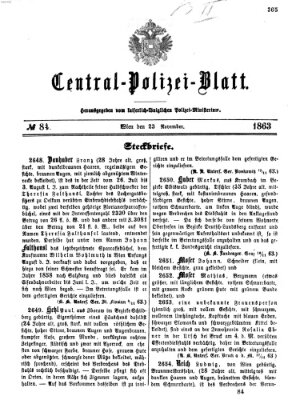 Zentralpolizeiblatt Montag 23. November 1863