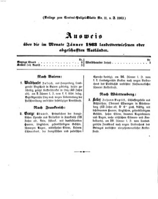 Zentralpolizeiblatt Mittwoch 18. Februar 1863