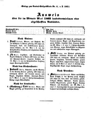 Zentralpolizeiblatt Montag 15. Juni 1863