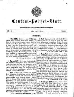 Zentralpolizeiblatt Dienstag 5. Januar 1864