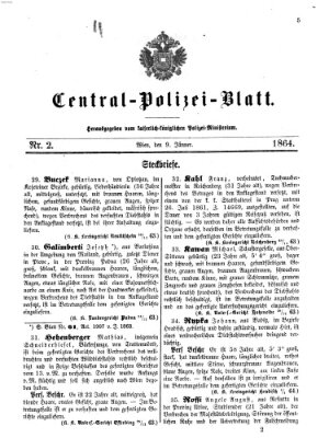 Zentralpolizeiblatt Samstag 9. Januar 1864