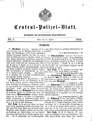 Zentralpolizeiblatt Mittwoch 13. Januar 1864