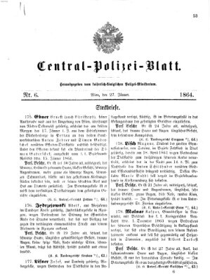 Zentralpolizeiblatt Mittwoch 27. Januar 1864