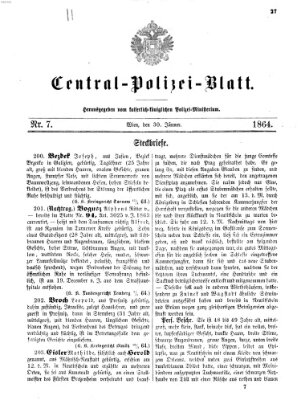 Zentralpolizeiblatt Samstag 30. Januar 1864