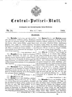 Zentralpolizeiblatt Dienstag 5. April 1864