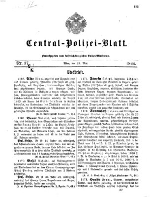 Zentralpolizeiblatt Montag 23. Mai 1864