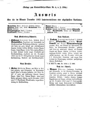 Zentralpolizeiblatt Dienstag 19. Januar 1864