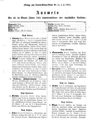 Zentralpolizeiblatt Montag 15. Februar 1864