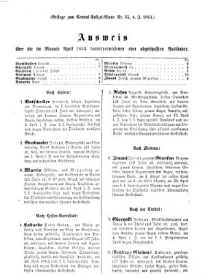 Zentralpolizeiblatt Samstag 14. Mai 1864