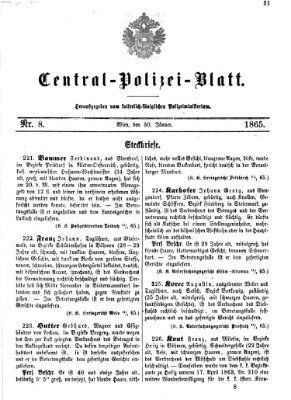 Zentralpolizeiblatt Montag 30. Januar 1865