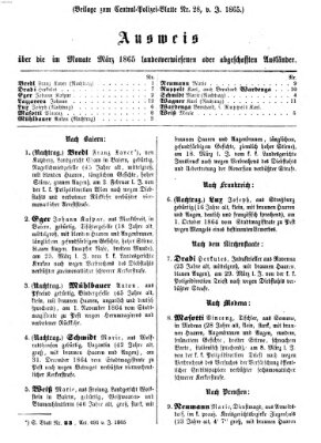 Zentralpolizeiblatt Samstag 15. April 1865