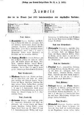 Zentralpolizeiblatt Donnerstag 13. Juli 1865