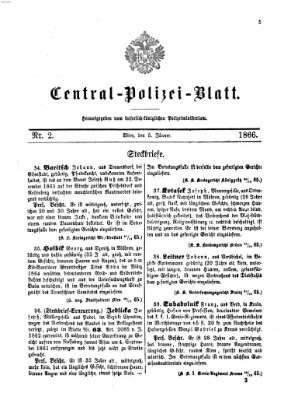 Zentralpolizeiblatt Freitag 5. Januar 1866