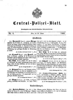 Zentralpolizeiblatt Dienstag 30. Januar 1866