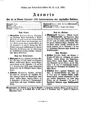 Zentralpolizeiblatt Samstag 20. Oktober 1866