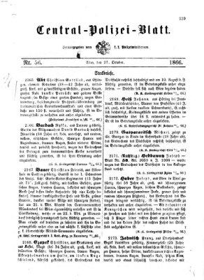 Zentralpolizeiblatt Samstag 27. Oktober 1866