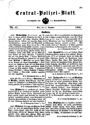 Zentralpolizeiblatt Dienstag 11. Dezember 1866