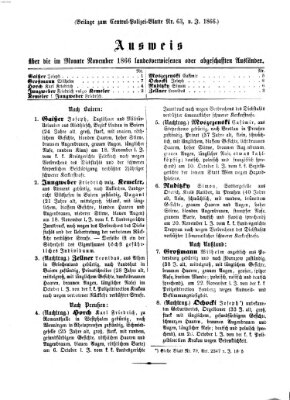 Zentralpolizeiblatt Dienstag 11. Dezember 1866