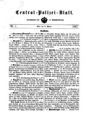 Zentralpolizeiblatt Dienstag 8. Januar 1867