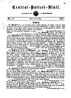 Zentralpolizeiblatt Dienstag 12. März 1867