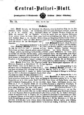 Zentralpolizeiblatt Freitag 26. Juli 1867