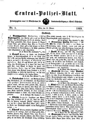 Zentralpolizeiblatt Dienstag 12. Januar 1869