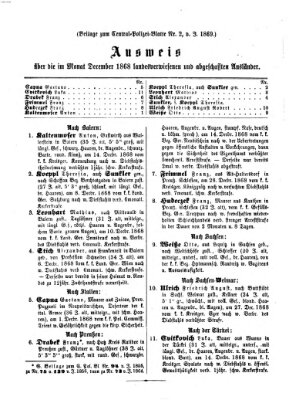 Zentralpolizeiblatt Dienstag 19. Januar 1869