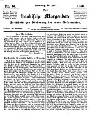 Der Fränkische Morgenbote Donnerstag 18. Juli 1850