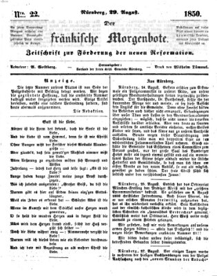 Der Fränkische Morgenbote Donnerstag 29. August 1850