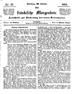 Der Fränkische Morgenbote Donnerstag 20. Februar 1851