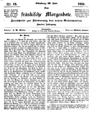 Der Fränkische Morgenbote Donnerstag 19. Juni 1851