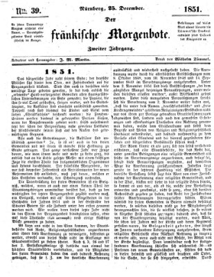 Der Fränkische Morgenbote Donnerstag 25. Dezember 1851