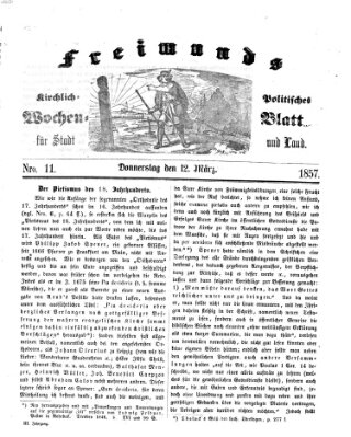 Freimund's kirchlich-politisches Wochenblatt für Stadt und Land Donnerstag 12. März 1857