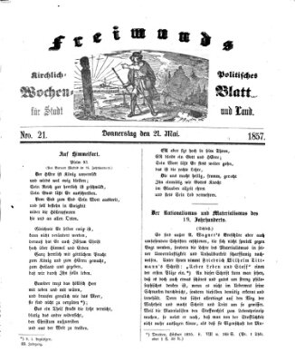 Freimund's kirchlich-politisches Wochenblatt für Stadt und Land Donnerstag 21. Mai 1857