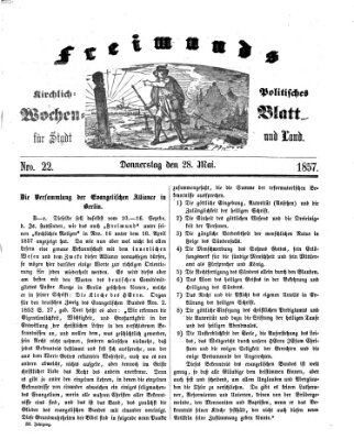 Freimund's kirchlich-politisches Wochenblatt für Stadt und Land Donnerstag 28. Mai 1857