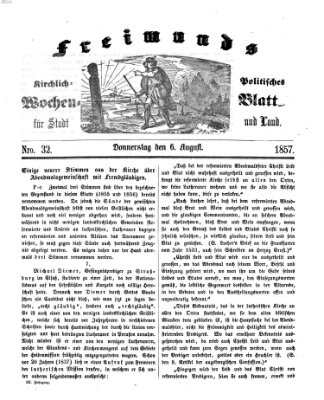 Freimund's kirchlich-politisches Wochenblatt für Stadt und Land Donnerstag 6. August 1857