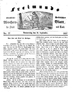 Freimund's kirchlich-politisches Wochenblatt für Stadt und Land Donnerstag 10. September 1857