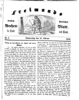 Freimund's kirchlich-politisches Wochenblatt für Stadt und Land Donnerstag 24. Februar 1859