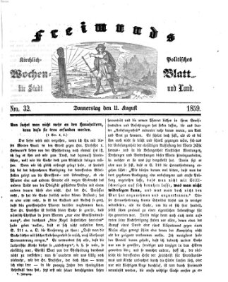 Freimund's kirchlich-politisches Wochenblatt für Stadt und Land Donnerstag 11. August 1859