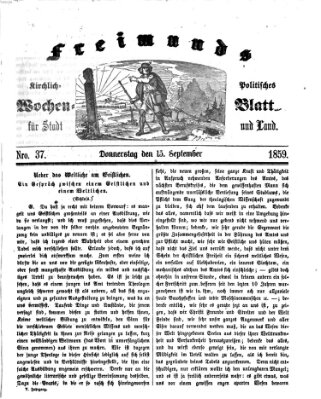 Freimund's kirchlich-politisches Wochenblatt für Stadt und Land Donnerstag 15. September 1859