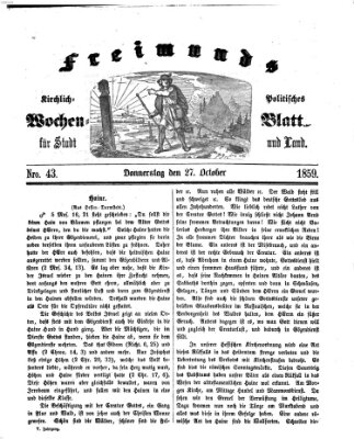 Freimund's kirchlich-politisches Wochenblatt für Stadt und Land Donnerstag 27. Oktober 1859