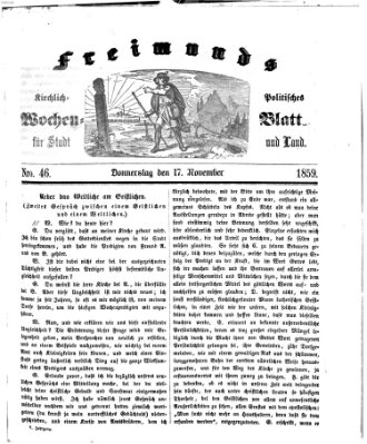 Freimund's kirchlich-politisches Wochenblatt für Stadt und Land Donnerstag 17. November 1859