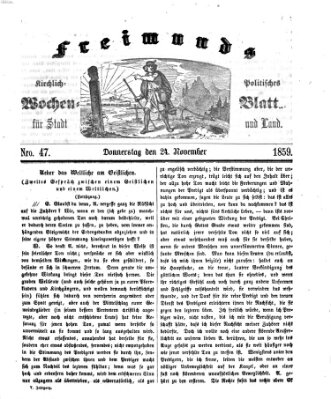 Freimund's kirchlich-politisches Wochenblatt für Stadt und Land Donnerstag 24. November 1859