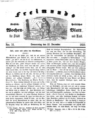 Freimund's kirchlich-politisches Wochenblatt für Stadt und Land Donnerstag 22. Dezember 1859