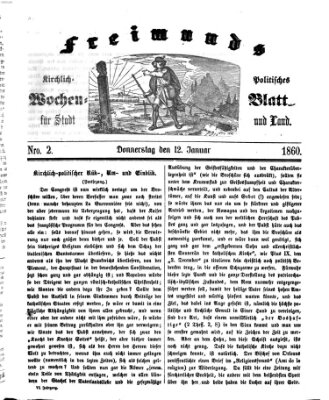 Freimund's kirchlich-politisches Wochenblatt für Stadt und Land Donnerstag 12. Januar 1860