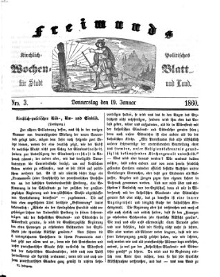 Freimund's kirchlich-politisches Wochenblatt für Stadt und Land Donnerstag 19. Januar 1860